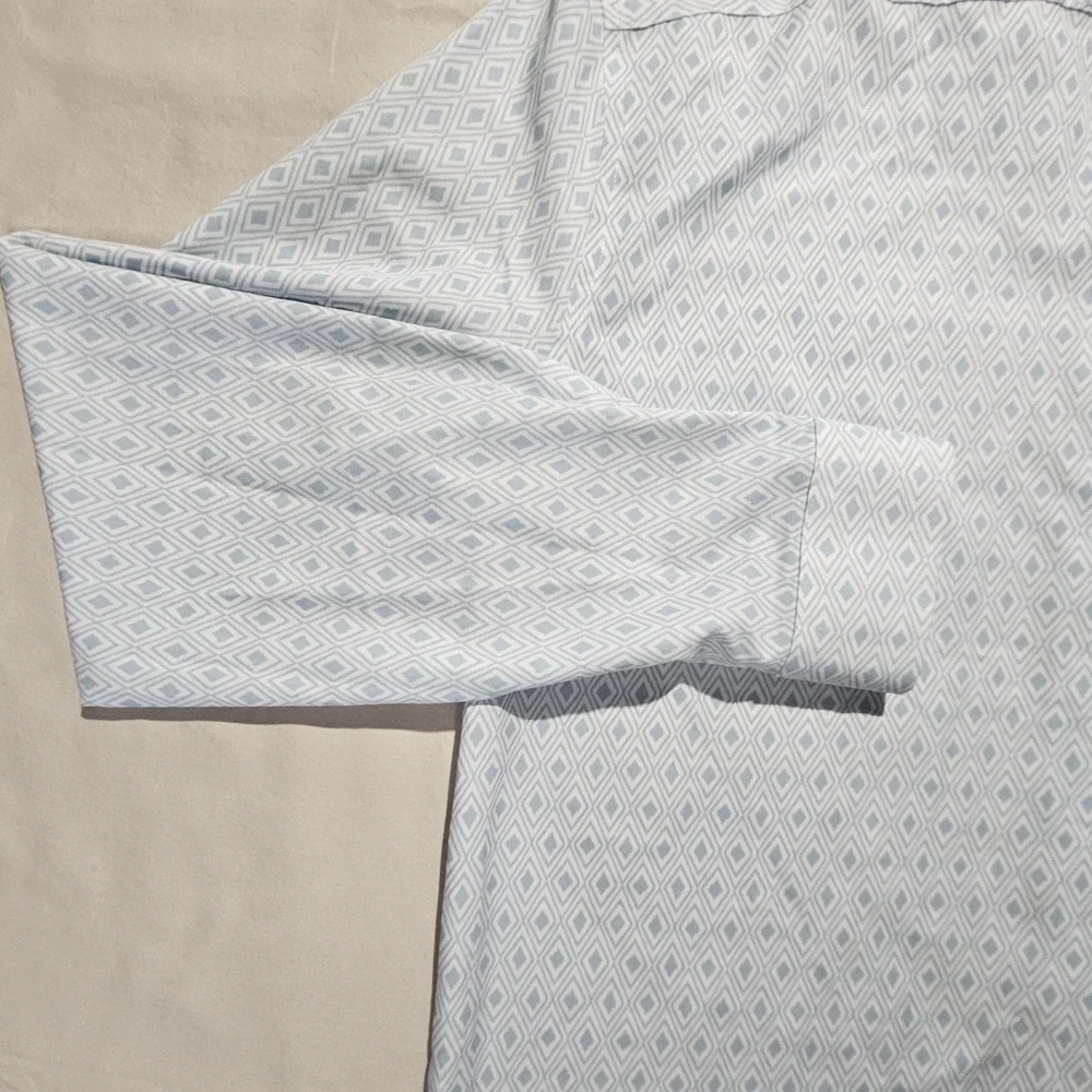 JF J. Ferrar Stretch Slim Fit Dress Shirt Mens Medium 15-15.5 Blue Geometric